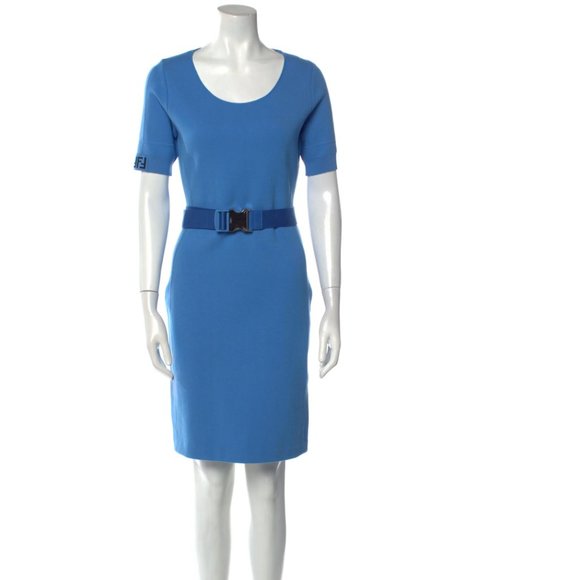 FENDI Scoop Neck Mini Dress Size: M | US6, IT42 Zucca Motif - Picture 1 of 9